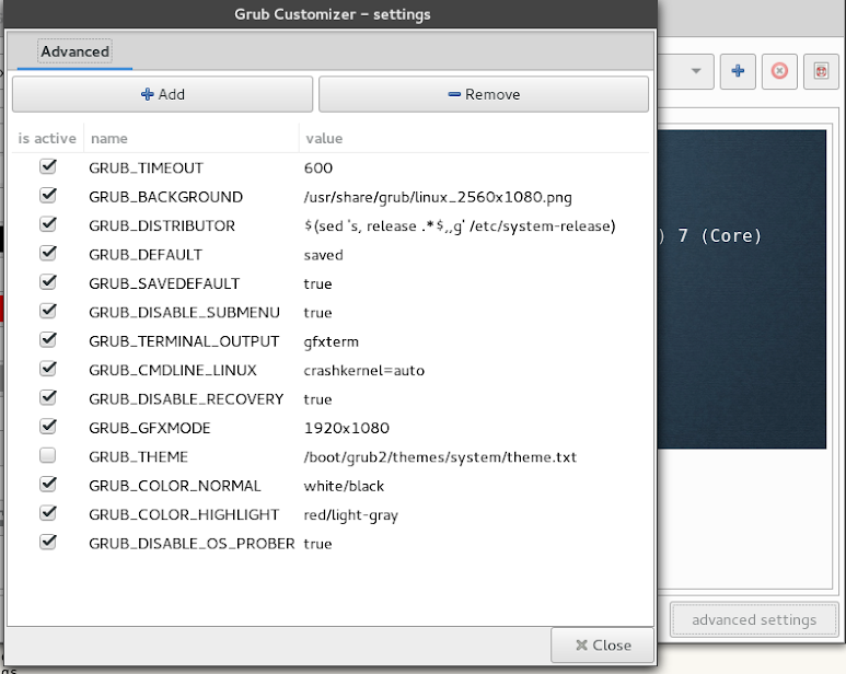 GRUB Customizer Settings